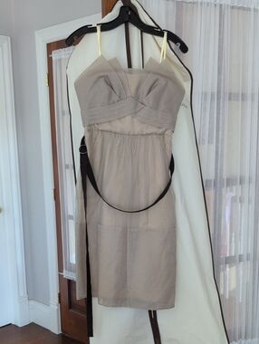 BCBGMaxAzria Strapless Taupe Sweetheart Bodice Dress